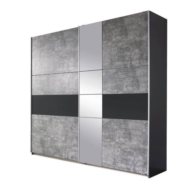 Šatní skříň CADENCE I imitace betonu/tmavě šedá