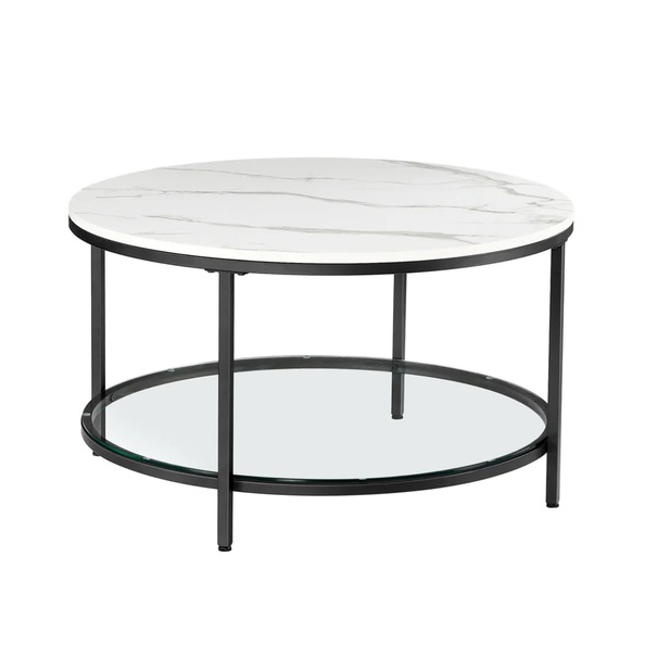 Konferenční stolek MRAMOR bílý mramor/černá