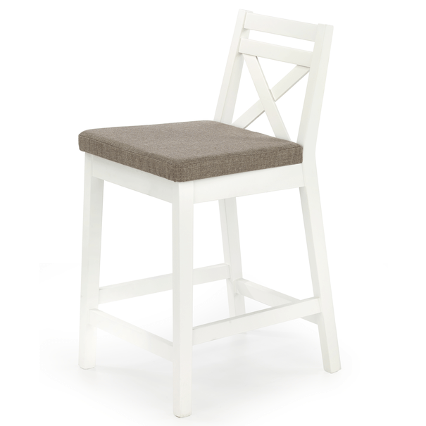 Barová židle BURYS bílá/světle hnědá