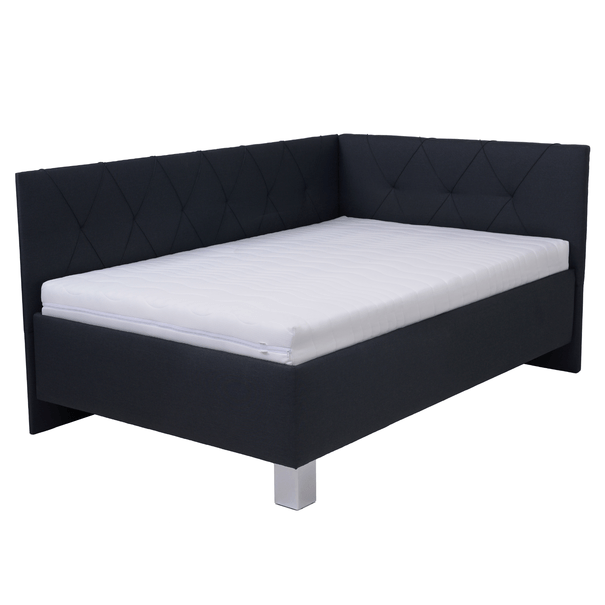 Rohová postel s matrací AFRODITE černá
